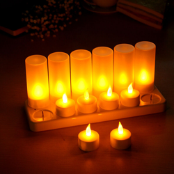 12pcs 220V Ricaricabile LED Lampada a candela gialla Candela senza fiamma Decorazioni per feste precio