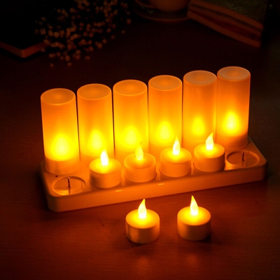 12pcs 220V Ricaricabile LED Lampada a candela gialla Candela senza fiamma Decorazioni per feste