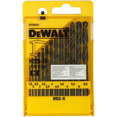 DeWalt DT5912-QZ FORATURA NEL Metallo Set 13 Punte HSS-R DIN 338 Foratura nel Metallo, in Cassettina di Plastica, Diametri 1.5, 2, 2.5, 3, 3.2, 3.5,