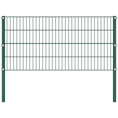Pannello Di Recinzione Con Pali In Ferro 1,7x0,8 M Verde