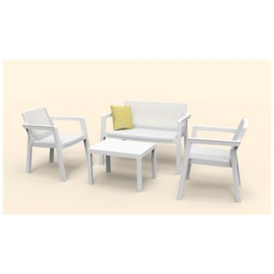 Set Salotto Da Esterno Emily Lounge Bianco Keter