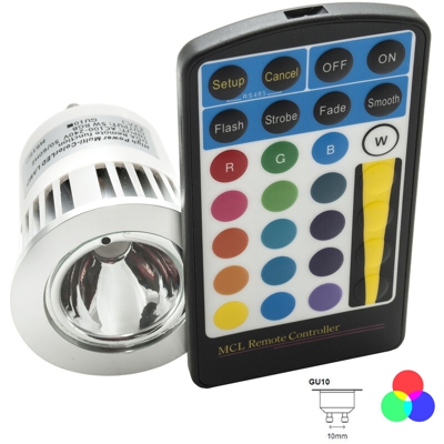 Faretto lampada led gu10 rgb 5w cromoterapia 16 colori luce 220v telecomando incluso rgb seconda generazione