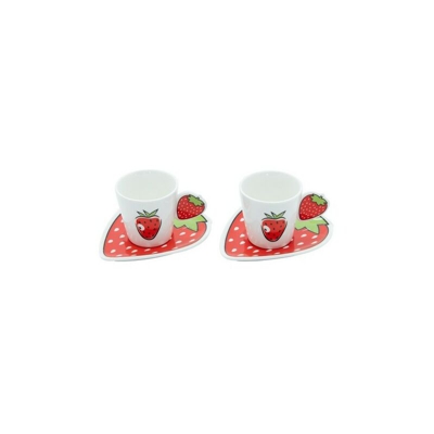 Casa Collection - Confezione 6 Tazzine da Caffe' con Piattino Fragola New Bone China