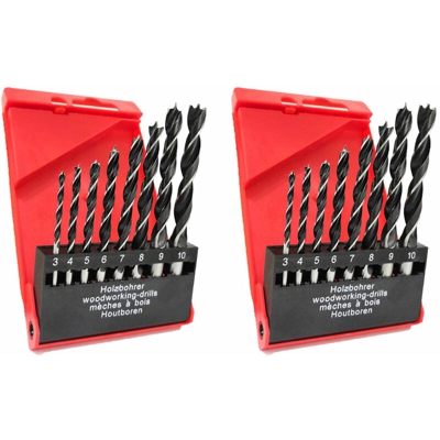 Lupexshop - 2 SET 8PZ PUNTA DA TRAPANO IN ACCIAIO AL CARBONIO PER LEGNO 3MM-10MM MOD. 0208