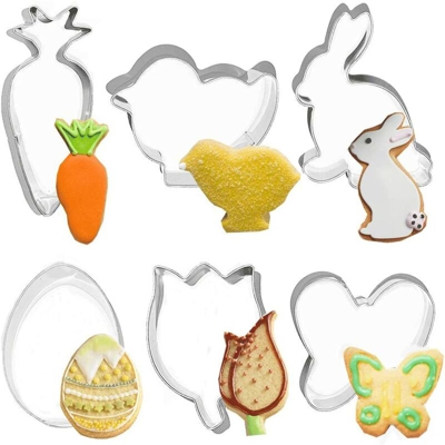 Pasqua Formine Biscotti 6 Pezzi Acciaio Inox Modello Pasqua, Stampi Biscotti Pasqua, Tagliabiscotti Regalo Pasquale Ideale e Biscotti Pasquali (A)