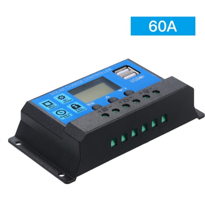 Regolatore solare, caricabatteria, uscita USB 5V, 2.5A blu | 60A, 12V / 24V - 60A, 12V / 24V