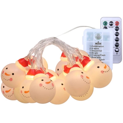 Luci della stringa del pupazzo di neve di Natale IP44 Batteria bianca calda lampeggiante 8 funzioni lampeggianti,luci 1.2M1 - luci 1.2M1