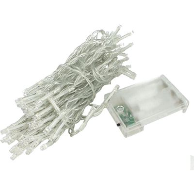 LEDLUX NN6100C Stringa Luci Led A Batteria Con 100 Led Bianco Caldo Giallo 10 Metri IP20 4,5V Decorazione Natale