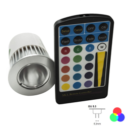 Faretto lampada led mr16 rgb 5w cromoterapia 16 colori luce 12v telecomando incluso rgb seconda generazione en oferta