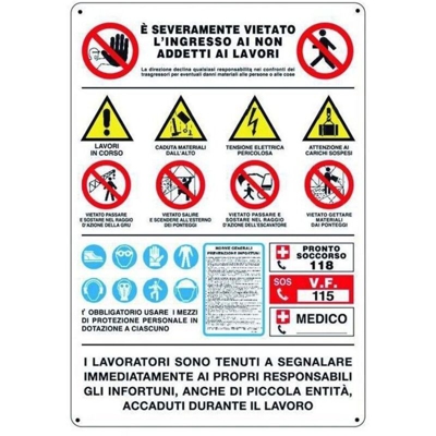 Cartello Per Cantieri Info 21 Simboli Polionda Cm. 80X60