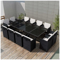 37 Pz Set Mobili Da Giardino In Polirattan Nero en oferta