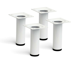 gamba cilindrica stile moderno per mobili bassi. Altezza di 10 cm. Realizzata in acciaio con finitura bianco. Per il bricolage e il DIY. Misure características