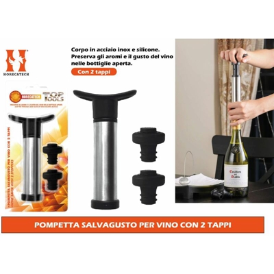 Pompetta Salvagusto Per Vino Con 2 Tappi
