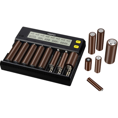 LEORY Miboxer C8 8 slot Rapid Smart AA AAA 18650 Caricabatteria Protezione da sovraccarico opzionale corrente