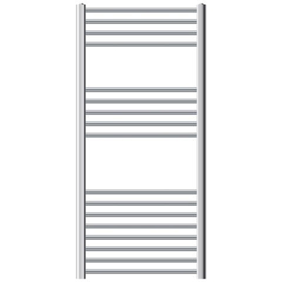 Termosifone (radiatore) Bagno, Ecd Germany, Modello Sahara, 600 X 1200 Mm, Cromo, Dritto, Con Collegamento Laterale, Portasciugamani