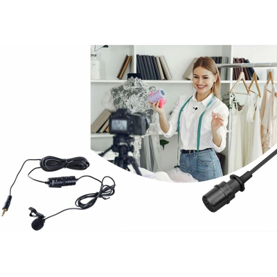 Driwei - Microfono registrazione professionale smartphone 3,5 mm clip 2m bavero LD-9200