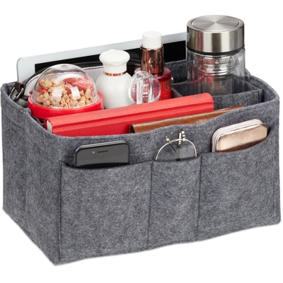Organizer Borsa Donna, Accessorio Salvaspazio in Feltro Borsetta, Scomparti Rimovibili, Misura S, Grigio Scuro