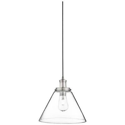 Lampadario A 1 Luce Argento Satinato, Paralume In Vetro, Attacco E27