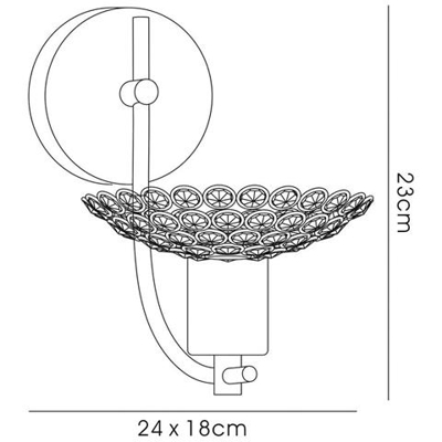 Applique 1 Luce Nichel Satinato, Cristallo