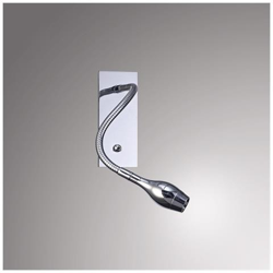 Lampada Da Lettura Da Parete A Led A Testa Ovale Con Braccio Flessibile, Base Con Interruttore, Cromo Lucido precio