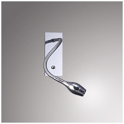 Lampada Da Lettura Da Parete A Led A Testa Ovale Con Braccio Flessibile, Base Con Interruttore, Cromo Lucido