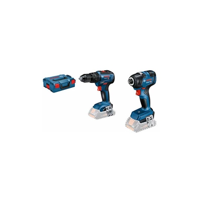 Bosch Professional 06019J2103 Set Trapano Avvitatore, System GDR 18 V-200 & GSB 18 V-55, Senza Batteria, in L-BOXX, Blu