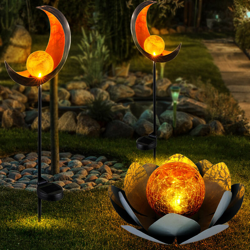 Set di 3 lampade da esterno a LED per esterni da giardino con faretti plug-in moon design terrazze luci fiori di loto características