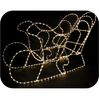 Salone - Decorazioni natale slitta luminosa 3d led 100x30x55h tubo 13 mt bianco caldo