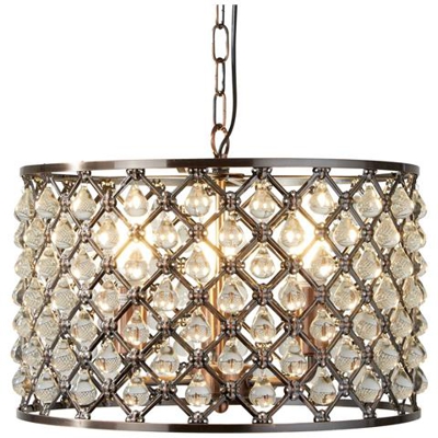 Sospensione A Soffitto A 3 Luci In Rame Con Cristalli Di Vetro, Attacco E14