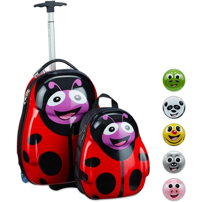 Valigia per Bambini con Zaino, con Coccinella Decorativa, per Bimbe & Bimbi, HxLxP: 46 x 30 x 25 cm, Rosso
