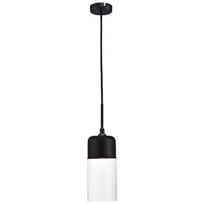 Sospensione Tube Soffitto 1 Luce E27 Nero, Vetro Trasparente
