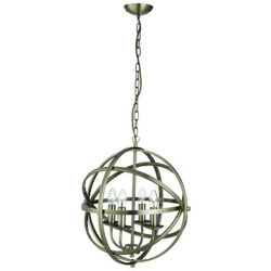 Lampada Da Soffitto A Gabbia Sferica A 4 Luci In Ottone Antico, E14 precio