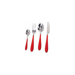 Set 24 Posate Panarea in Acciaio Manico Rosso en oferta