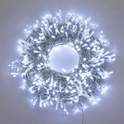 Luci di natale catena da 1500 led 5 mm luce per esterno cavo trasparente 30,5 m -Luce Fredda