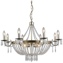 Pendente Sospeso Champagne 12 Luci Con Paralume In Vetro Cristallo, E14 en oferta