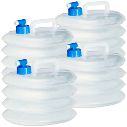 10020962_670 Set 4 Taniche Acqua con Manico e Rubinetto per Campeggio, Ovali, 5L, BPA-Free, Pieghevoli, per Uso Alimentare características