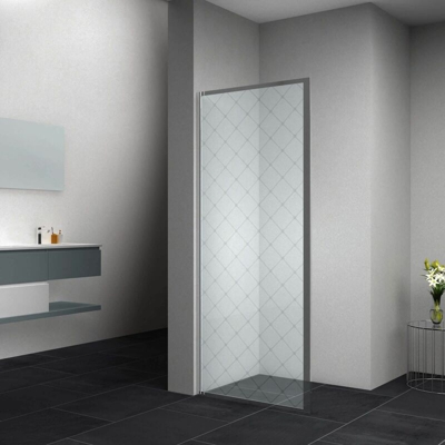 Lato Fisso in Vetro per Box Doccia Spessore 4mm Satinato con Decoro Rombi Dimensioni 70x190 cm