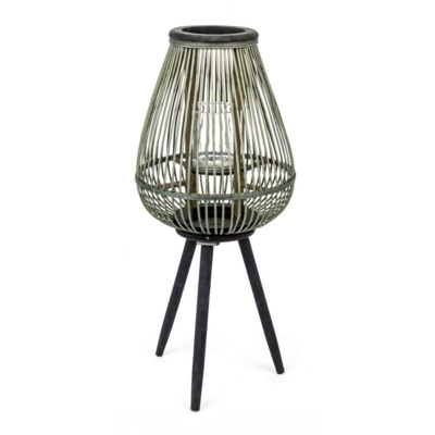 Lanterna con tre piedi da esterno in bamboo decorazione per giardino h 61.5 cm
