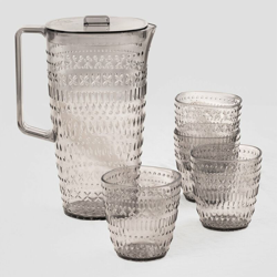 Set di 1 brocca 2L e 4 bicchieri Brandon Grigio Metacrilato - Sklum precio