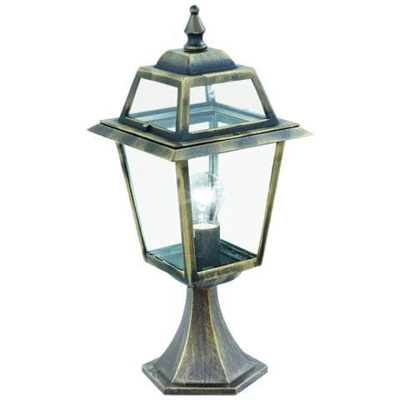 Lanterna A Piantana Da Esterno 1 Luce Nera, Oro Ip44, E27
