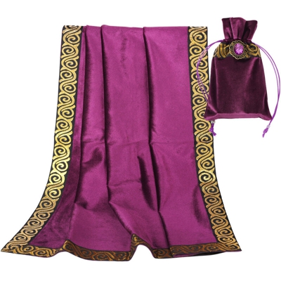 Tovaglia dei tarocchi 66 * 66 cm, inclusa borsa di pietra di salvia, bordo in oro viola