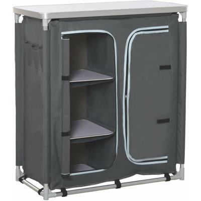 Mobile Da Campeggio 3 Mensole 96x49,5x104 Cm In Alluminio E Tessuto Oxford Grigio