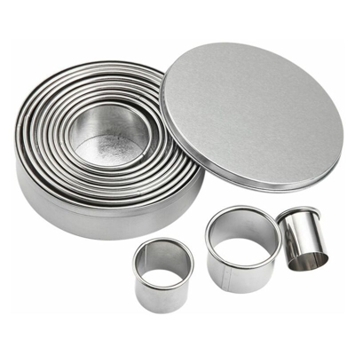 Thsinde - Set di 12 formine per biscotti in acciaio inossidabile di forma rotonda per decorare biscotti - Tagliabiscotti ideale per pasticceria