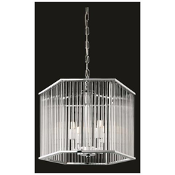 Sospensione A Soffitto A 4 Luci - Cromo Esagonale, Aste In Vetro Trasparente, G9 en oferta