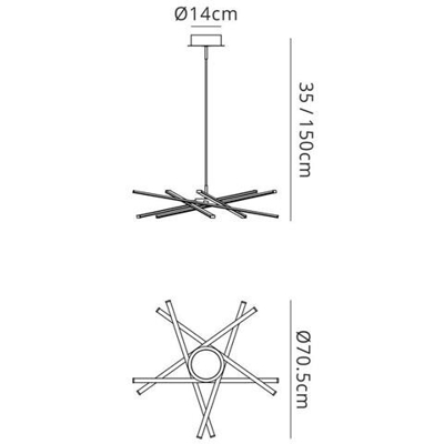 Sospensione Da Soffitto 69 Cm Rotonda 42w 3000k, 3700lm, Argento, Acrilico Satinato, Cromo Lucido