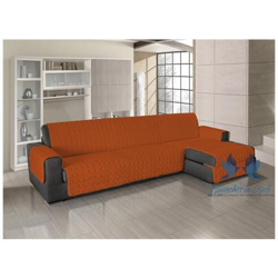 Copridivan Antimacchia Trapuntato Per Divani Con Penisola In Tinta Unita 240-245 Cm Arancio en oferta