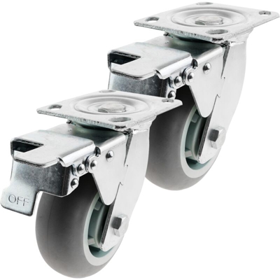 PrimeMatik - Rotelle industriali poliuretano con freno 125 mm 2 pezzi