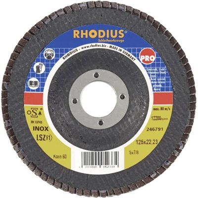 Dischi abrasivi lamellari LSZ F1 Rhodius 205587 Ø 125 mm diametro interno 22.2 mm grana 120