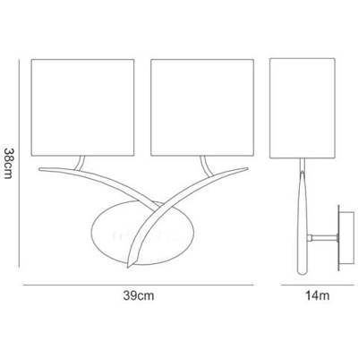 Lampada Da Parete Switched 2 Luci E27, Antracite Con Paralumi Ovali Bianchi