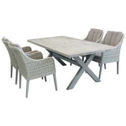 Ibex - Set Tavolo In Cementite E Alluminio Cm 200 X 100 X 74 H Con 4 Sedute en oferta